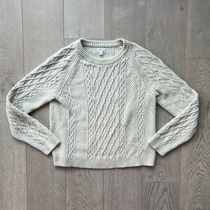J. Crew 100% Cotton Fisherman Cable Knit Women’s Size M Sweater Cream Natural